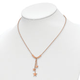 Chisel Stainless Steel Polished Rose IP-plated Stars on a 16 inch Cable Chain with a 1.75 inch Extension Necklace